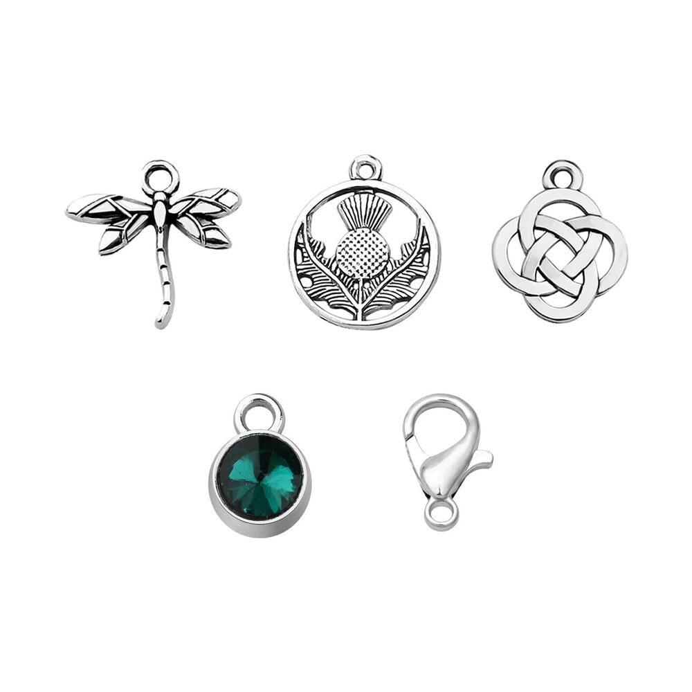 9319 5PCS TV Show Inspired Jewelry Scottish Thistle Dragonfly Charm Pendant